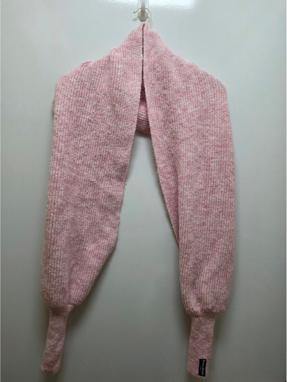 Freya Harper London Pink Ribbed Knit Scarf With Sleeves Convertible Wrap Shrug